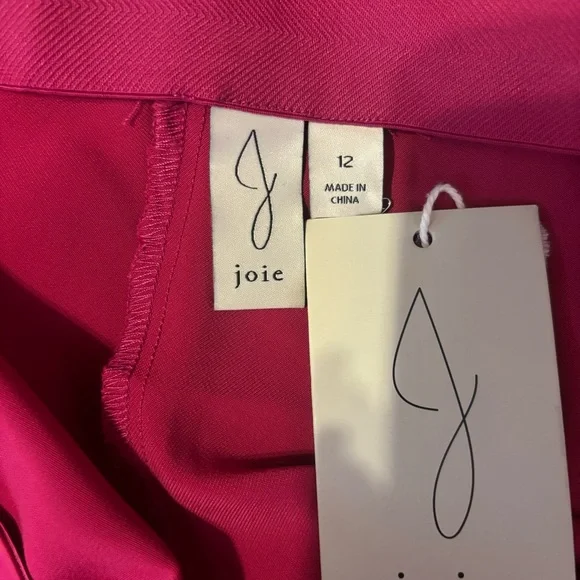 Joie Crop Pants Women’s Size 12 Wide Leg High Rise Pink Satin Pull On Barbiecore - Picture 6 of 8